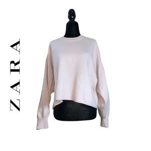 Zara Short Oversized Blush Pink Sweatshirt Sweater